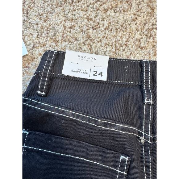 PACSUN 90's Boyfriend Carpenter Jeans/Pants size women's 24; Black; NWT! - Picture 3 of 13